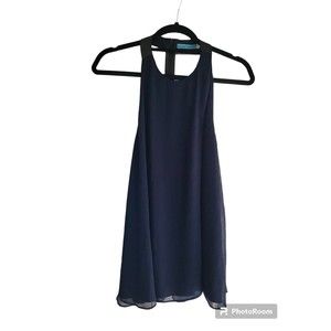 Alice + Olivia Womens Sheath Dress Navy Backless Scoop Neck Sleeveless Halter M